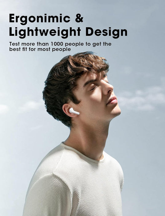 Wireless Earbuds, 2025 Ear Buds with Big Bass Stereo Sound, Lightweight Bluetooth Earbuds with 48 Hours Playtime, in-Ear Fit Earphones, IPX7, Hands-Free Calls with AI for iPhone, Android, Pad