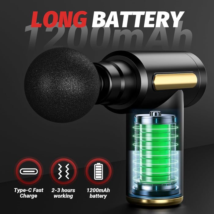 Massage Gun, Small Travel Tool, Massage Gun Deep Tissue,Percussion Handheld Portable Muscle Massager Tool for Full Body Pain Relief, Ideal Gifts for Men, Women(Black)